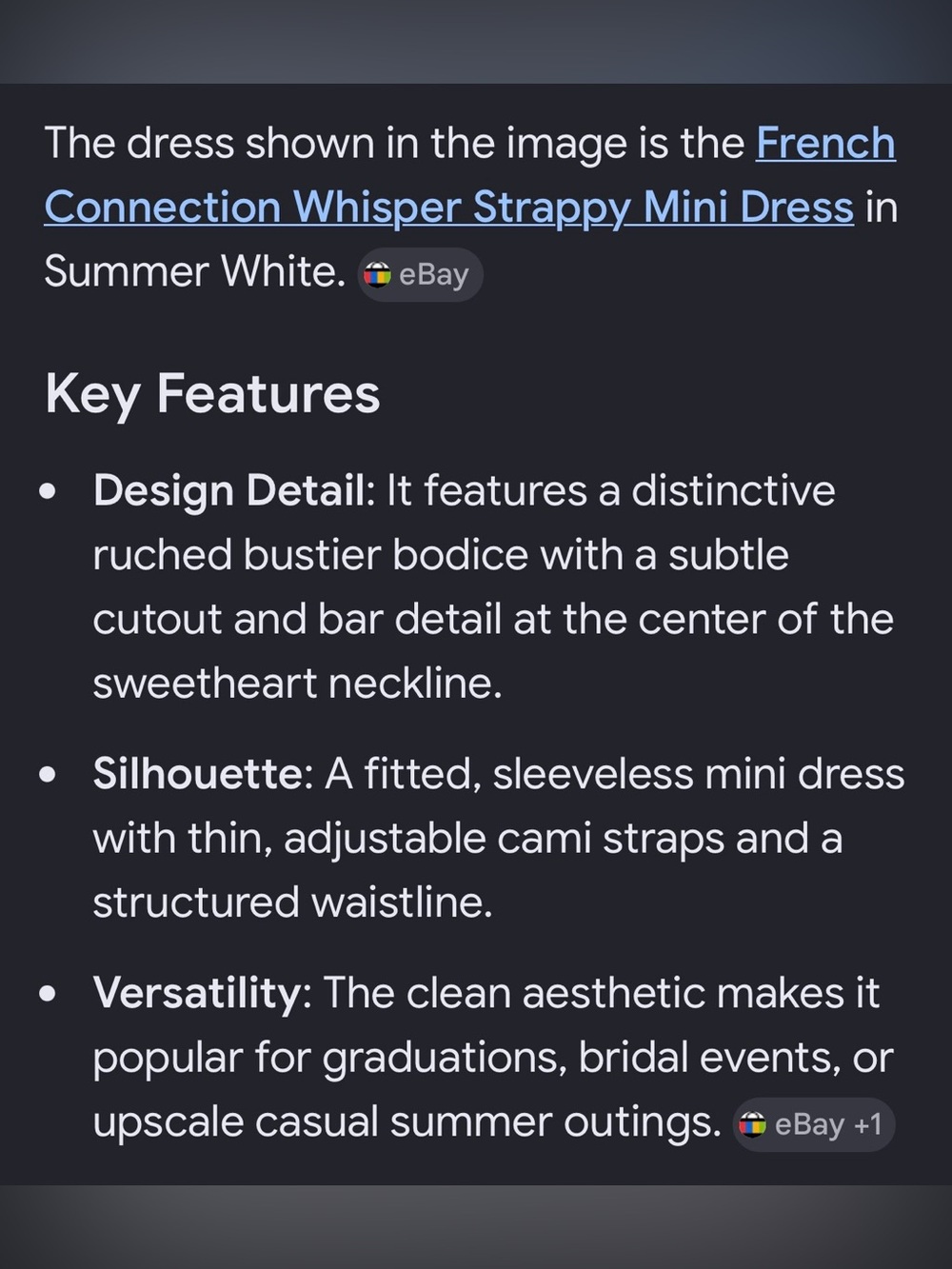 French Connection Summer White Ruched Bust Mini Dress - Picture 7 of 8